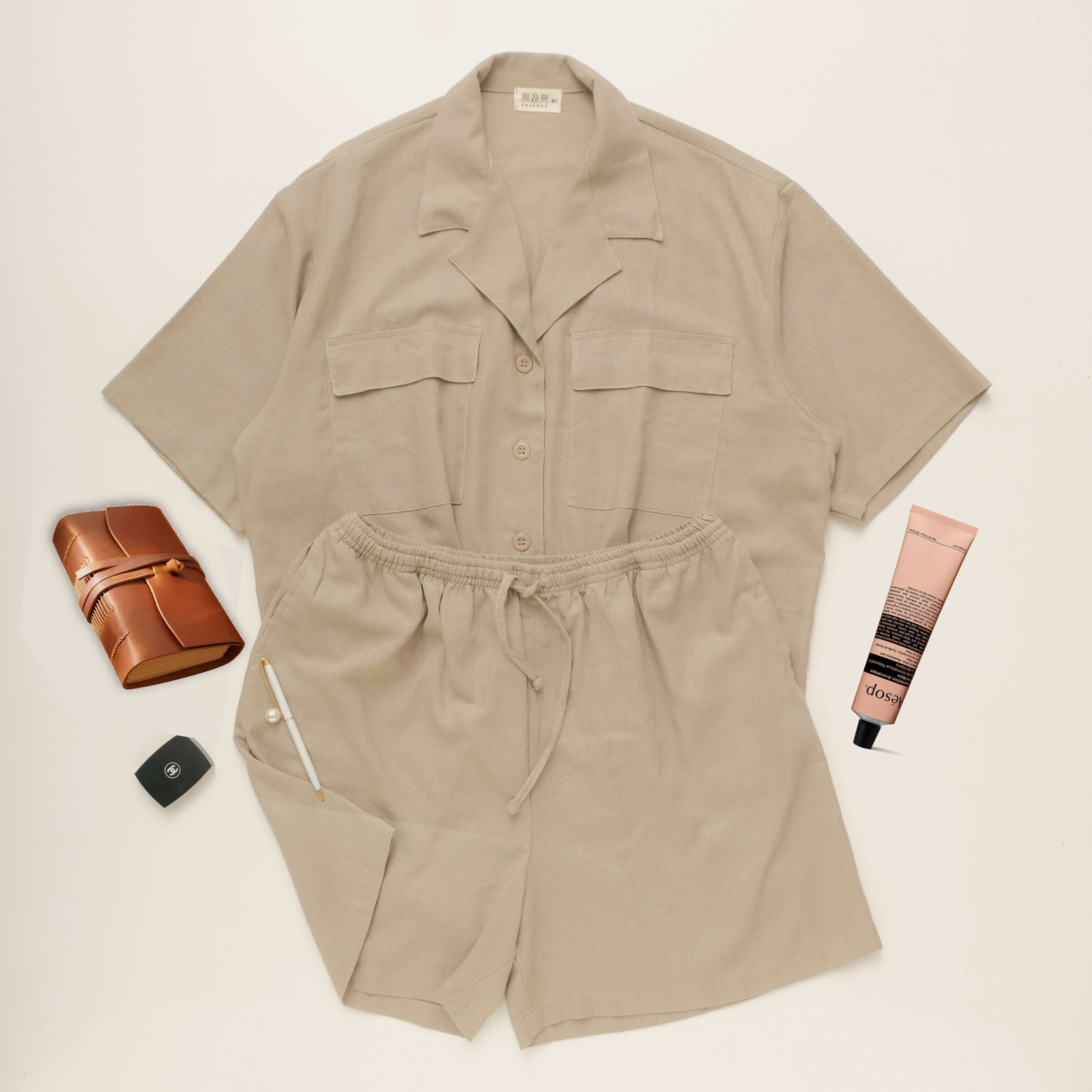 Indy Linen Plain Short Set