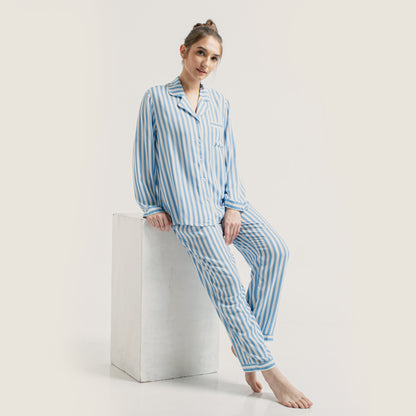 Chloe Blue Long Stripe Set