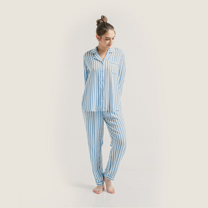 Chloe Blue Long Stripe Set