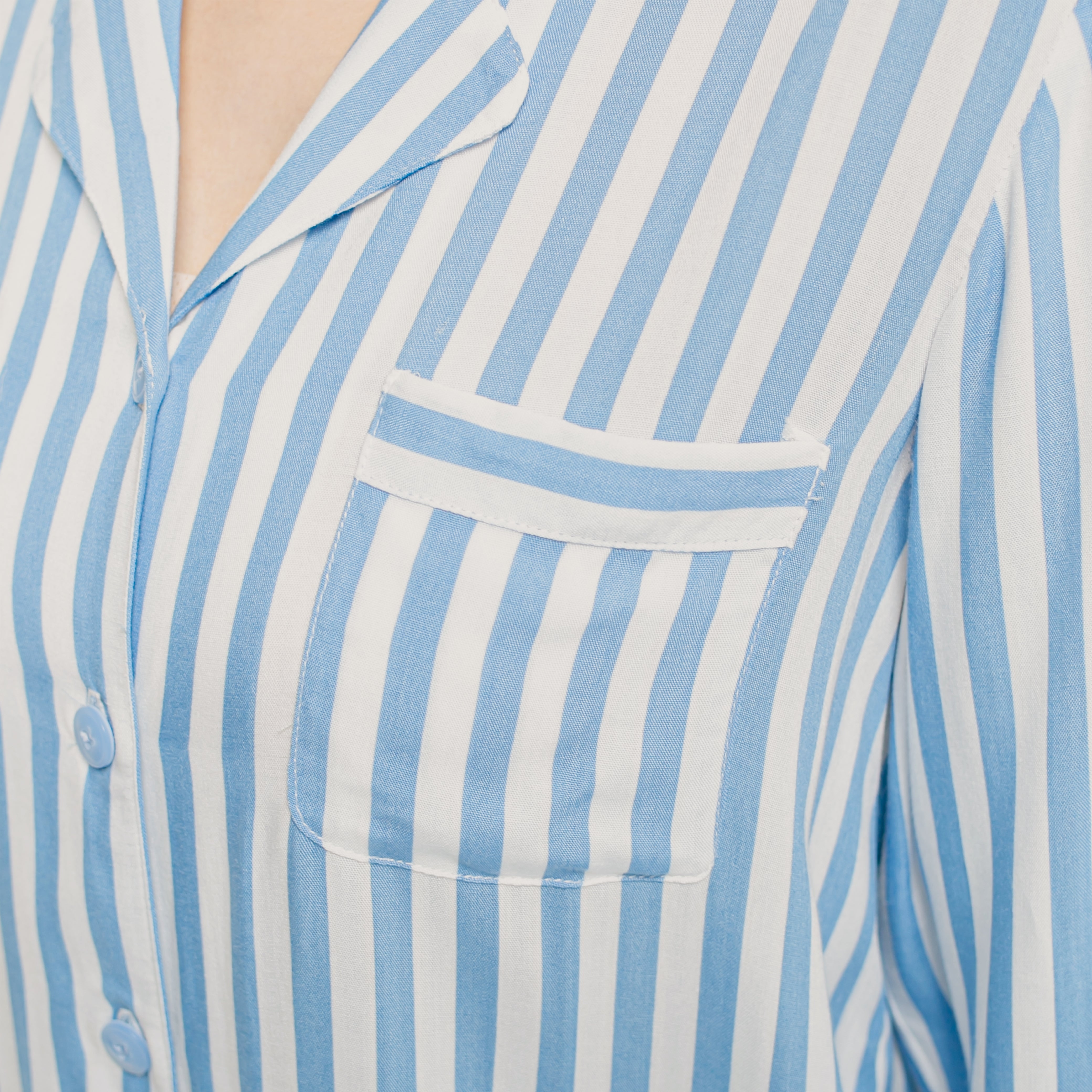 Rayon Blue Long Stripe Set