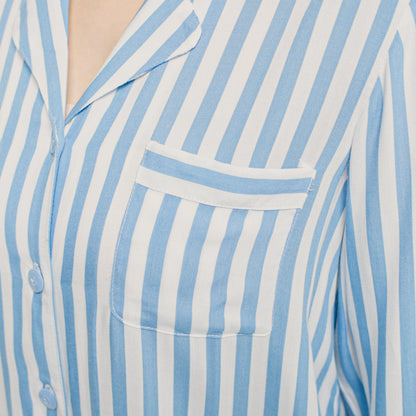 Chloe Blue Long Stripe Set