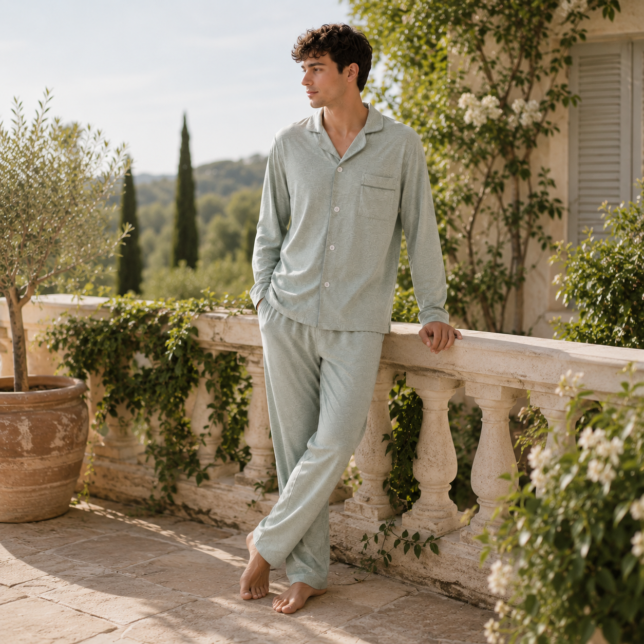 Mael Light Grey Men Long Set