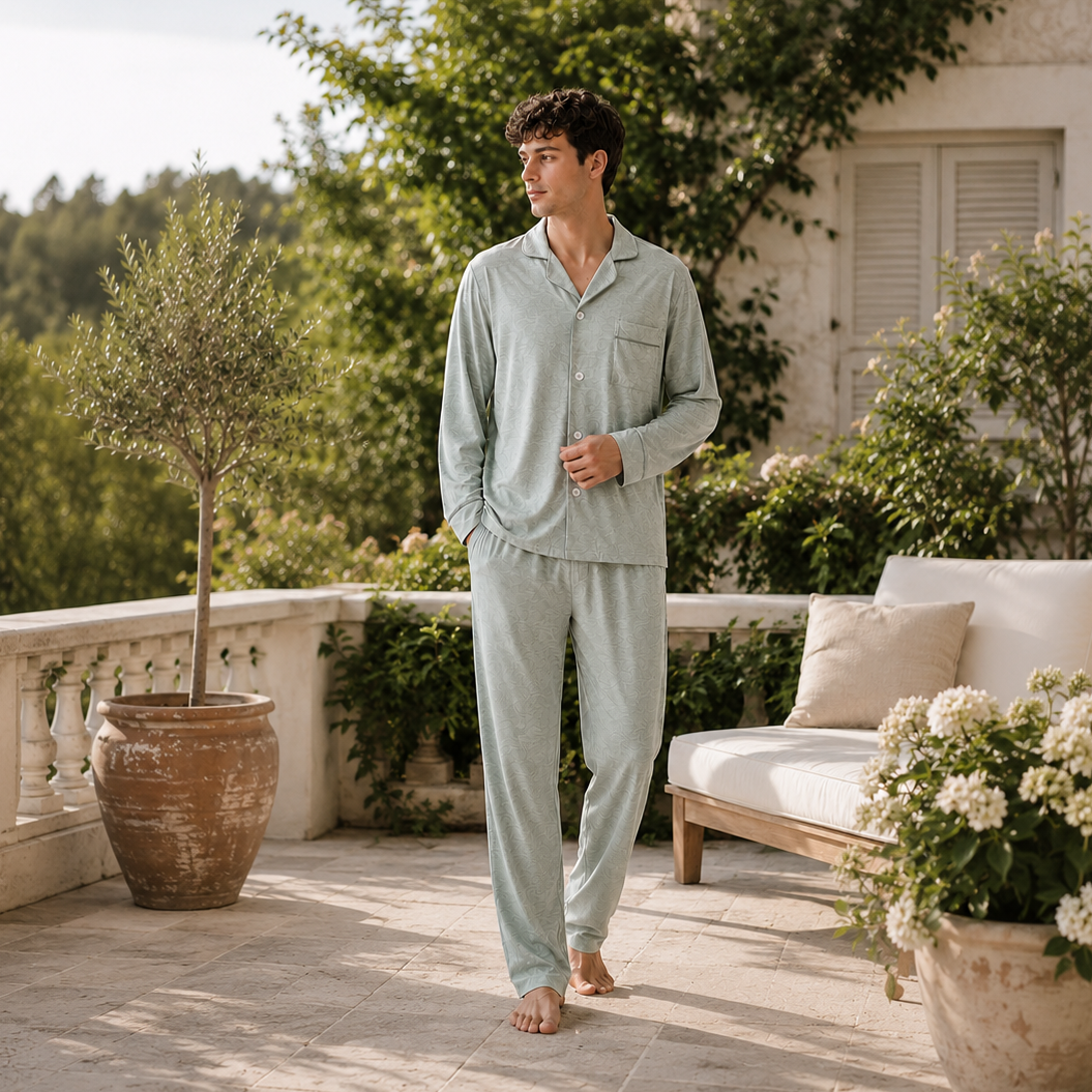 Mael Light Grey Men Long Set