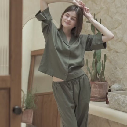 Lucie Linen Forest Longset
