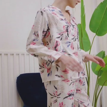 Fleur Palm Linen Long Set