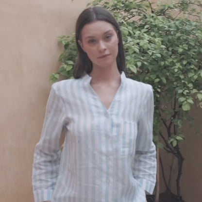 Josephine Baby Blue Linen Long Set