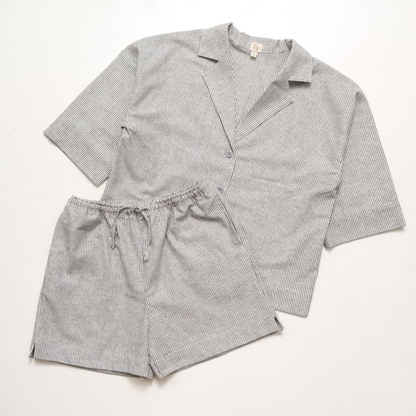 Rayee Linen Ink Stripes Short Set