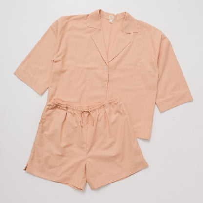 Rayee Linen Salmon Short Set