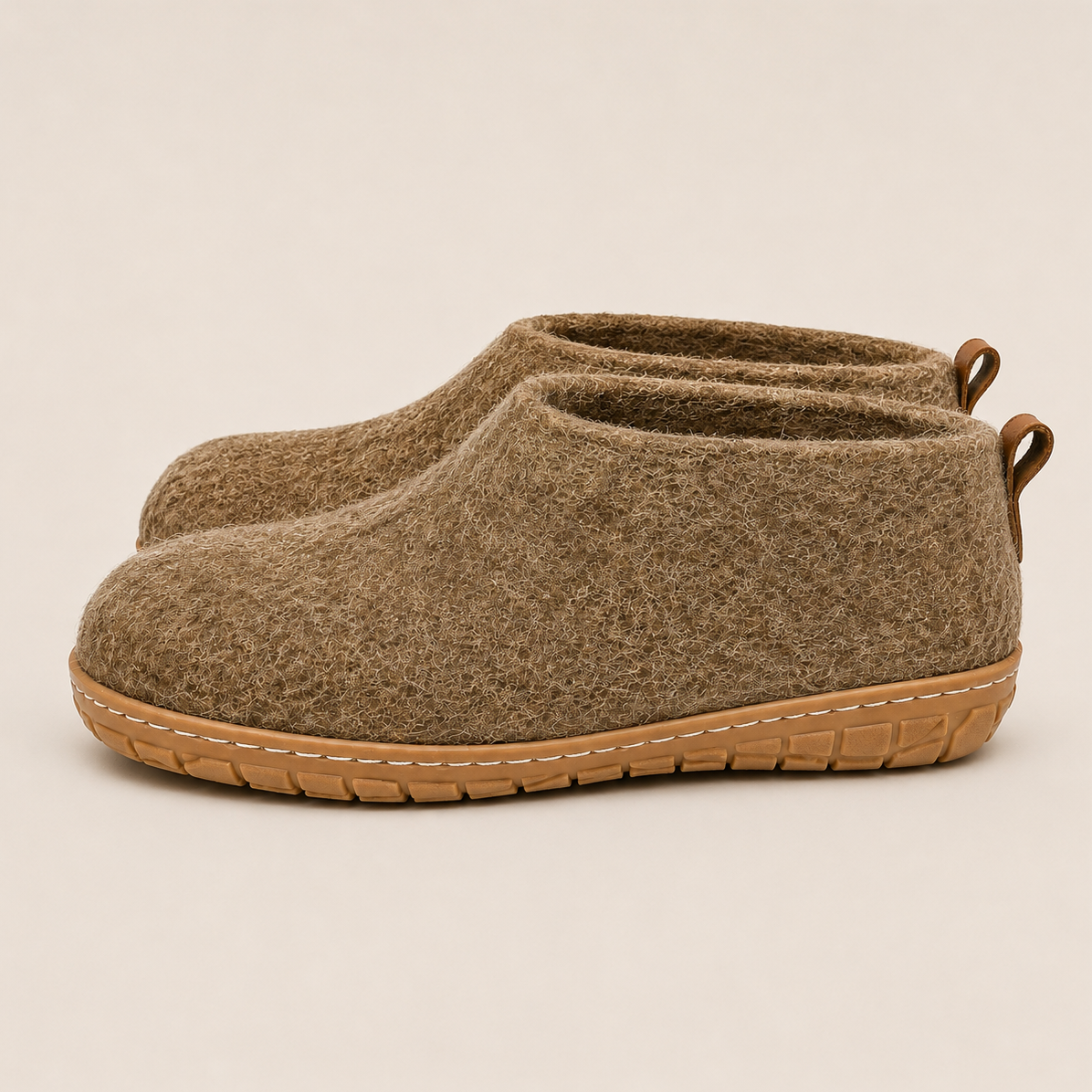 Wool Outdoor Half Boots with Rubber Sole - Pistachio