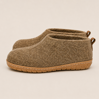 Wool Outdoor Half Boots with Rubber Sole - Pistachio