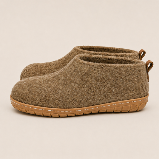 Wool Outdoor Half Boots with Rubber Sole - Pistachio