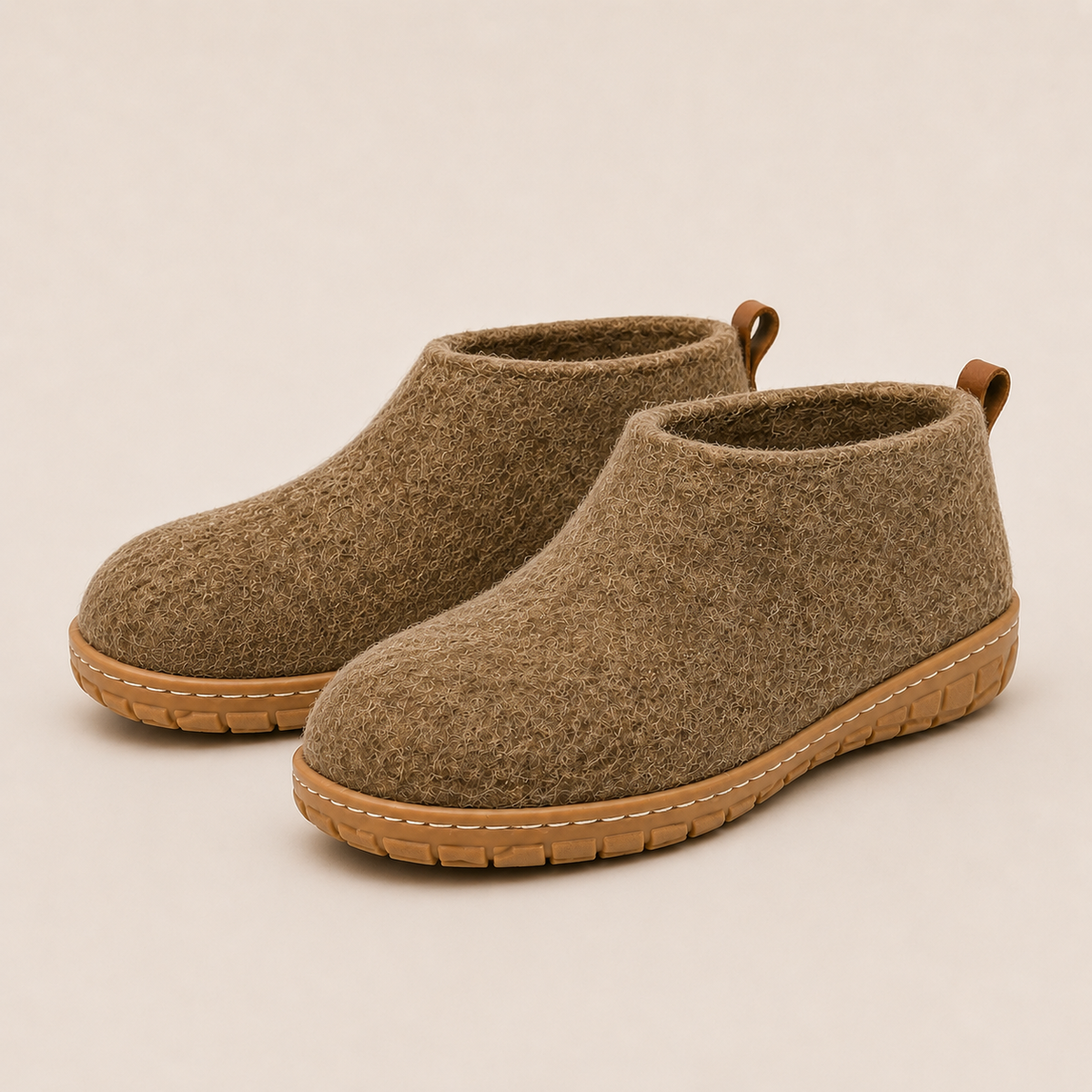 Wool Outdoor Half Boots with Rubber Sole - Pistachio