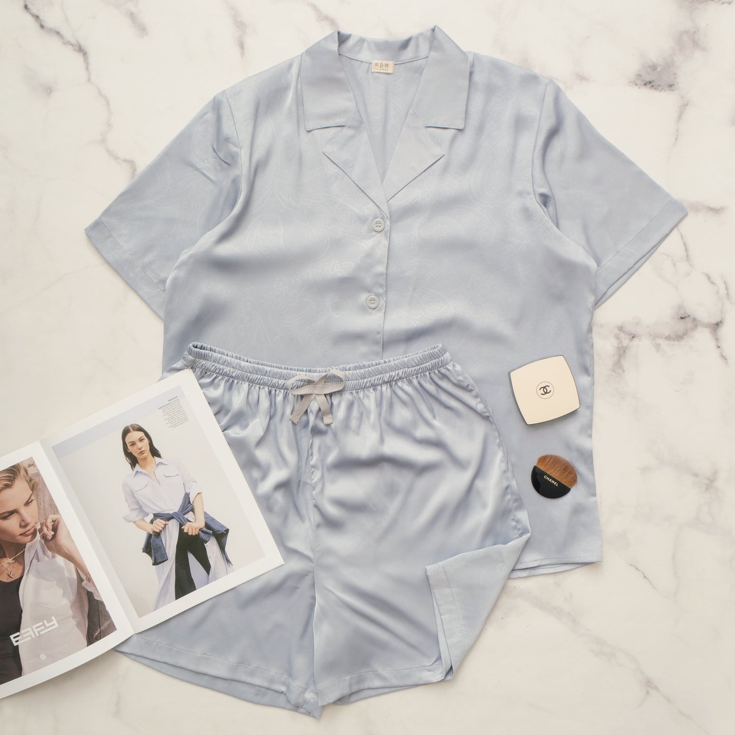 Seminyak Satin Short Set (Baby Blue)