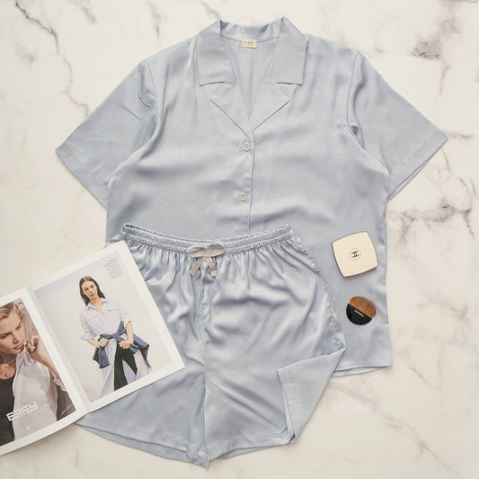 Seminyak Satin Short Set (Baby Blue)
