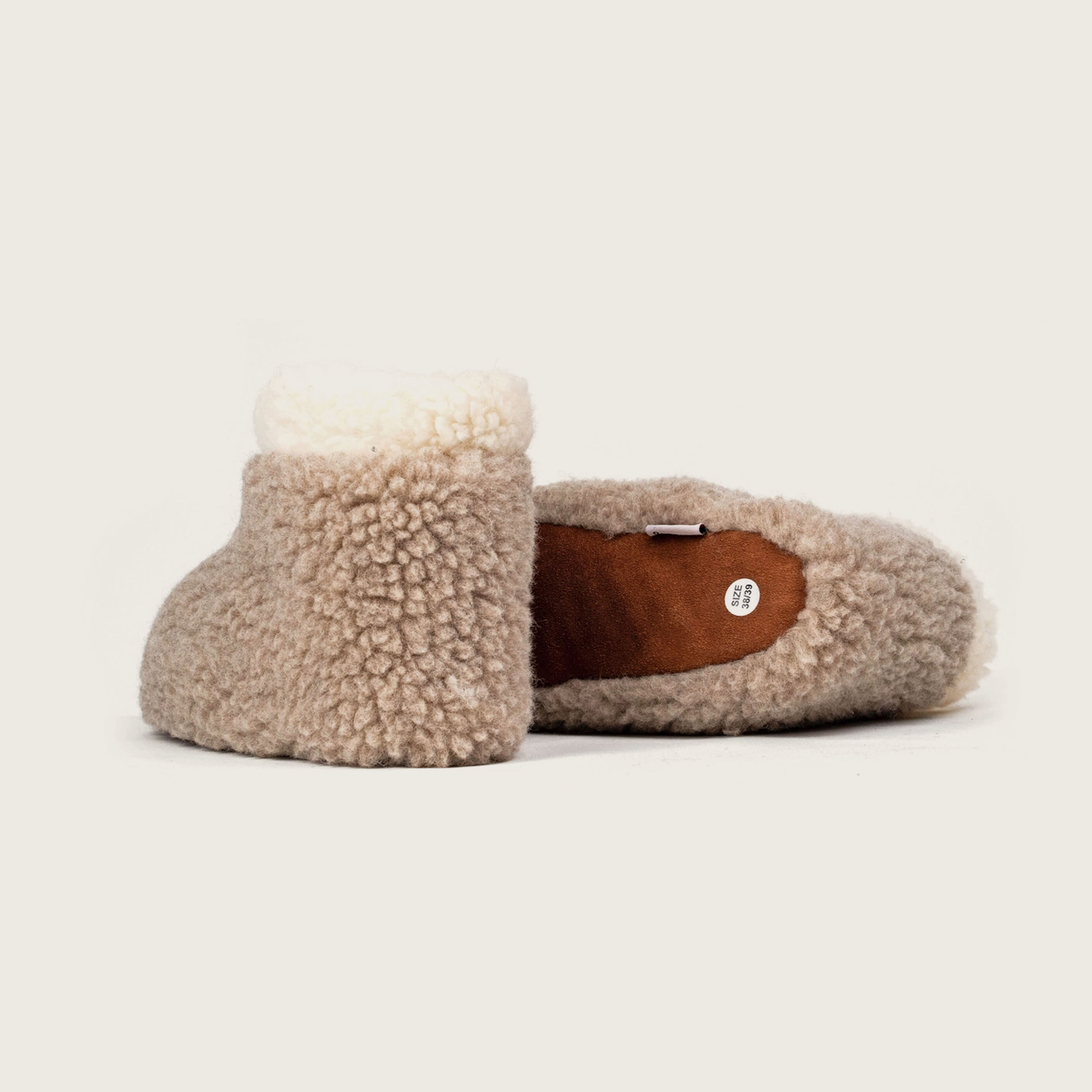 Sherpa Woollen Boots - Inside White / Outside Light Brown