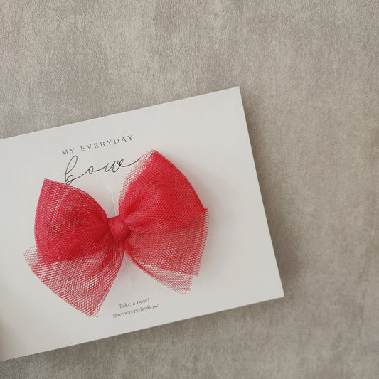 Tulle Bow Red Hair Clip