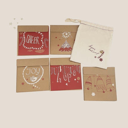 Kraft Christmas Cards Set (pack of 5 design)