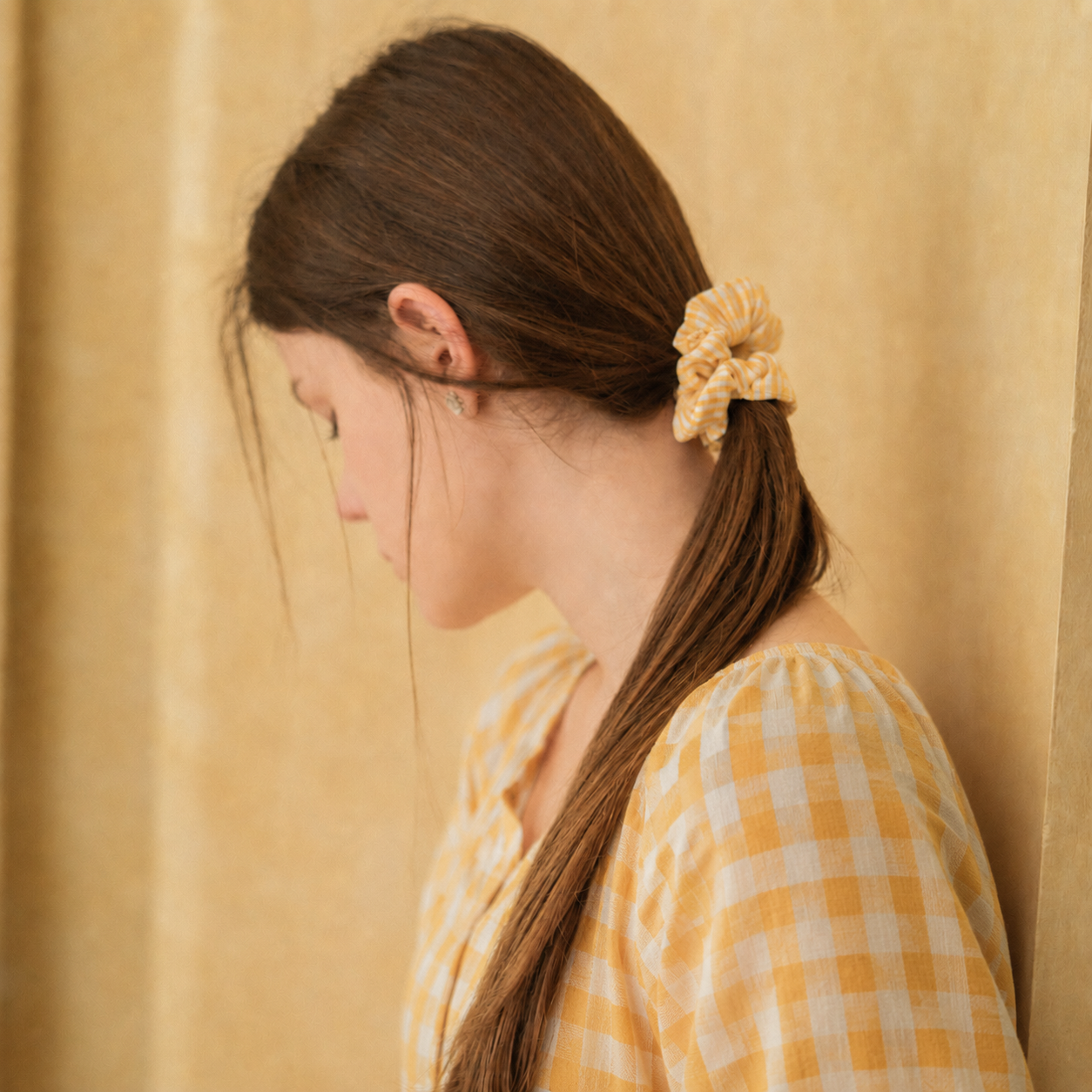 Mini Yellow Gingham Scrunchies